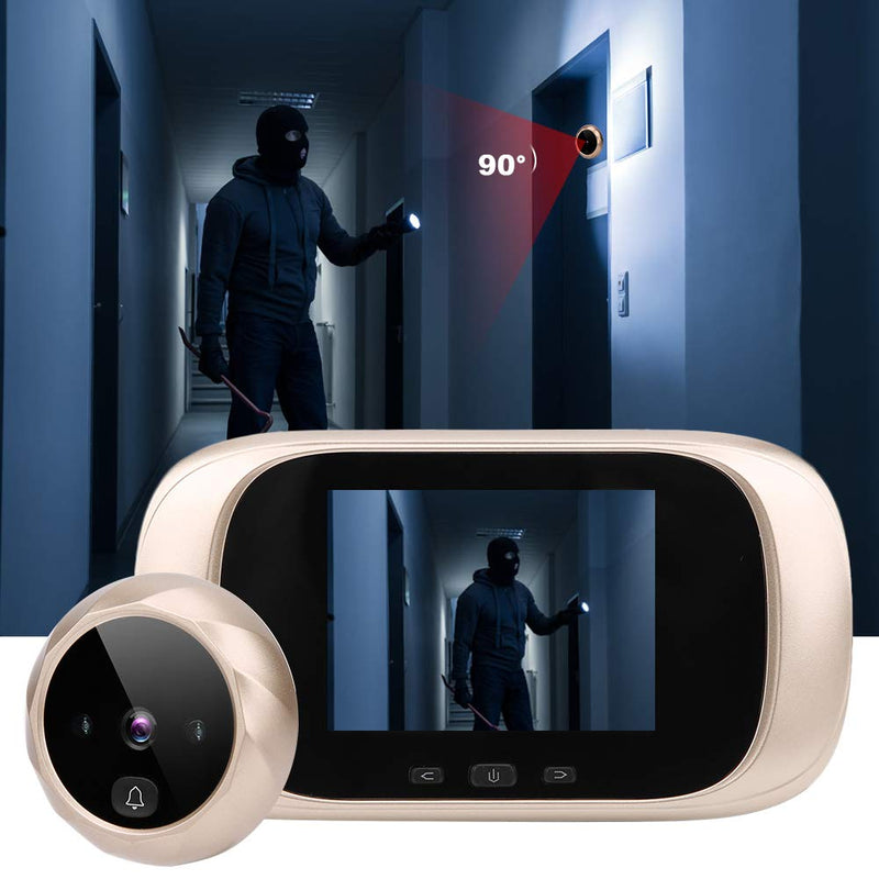 Tbest Digital Peephole viewer for Front Door Camera peep Holes with doorbell Apartment Eye The Building,Kits 2.8in TFT LCD Visual Door Viewer IR Night Vision Cyclic Storage Camera Gold