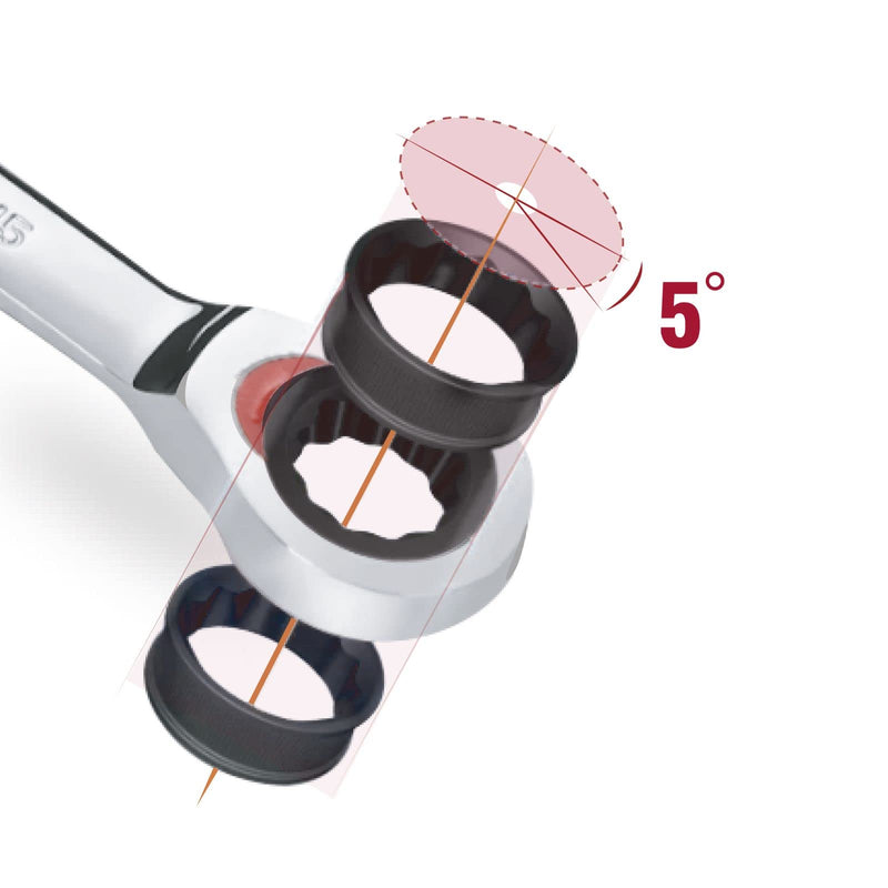 Ratcheting Combination Wrench Set (5-Pieces,SAE), 3/8",7/16",1/2",9/16",5/8", 72-Teeth, Cr-V 5PC SAE