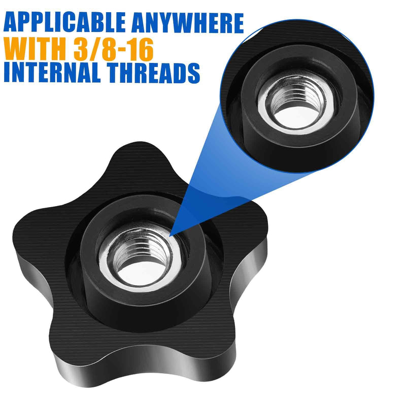 4 Pcs Threaded Knobs 3/8-16 Knob Star Knobs Female Thread Knobs Clamping Nuts Knobs Thumb Screw Threaded Knobs for T Track Bolts Jigs Knobs