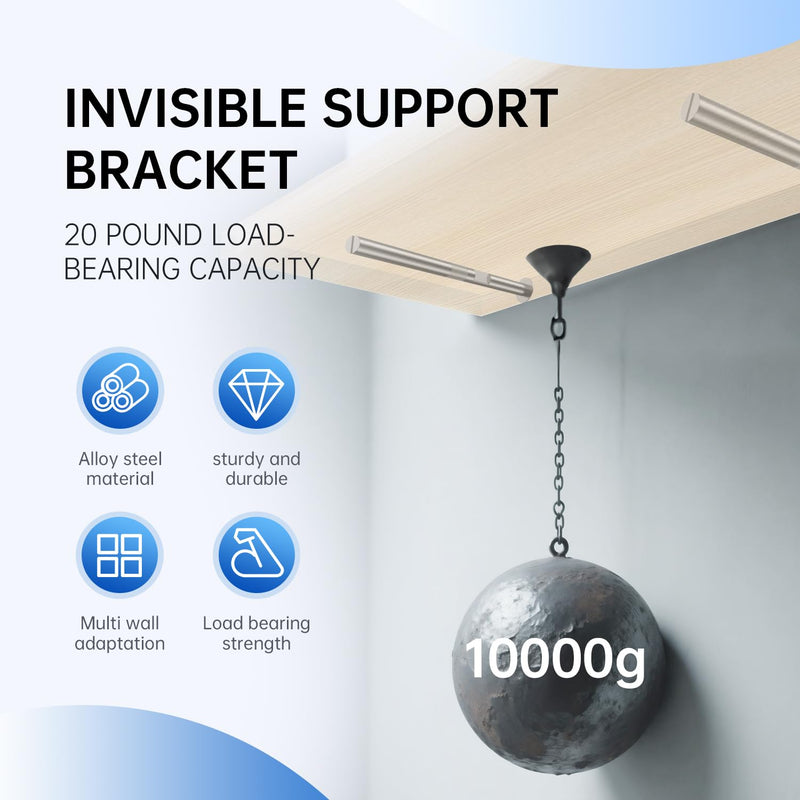 Duoduolaili-Floating Shelf Invisible Support Bracket (12 pcs) - Silver Hidden Brackets for Floating Wood Shelves–Blind Shelf Supports-Great Invisible Support for Thin Shelf–Shelving Mounting Hardware Floating Shelf 12pcs