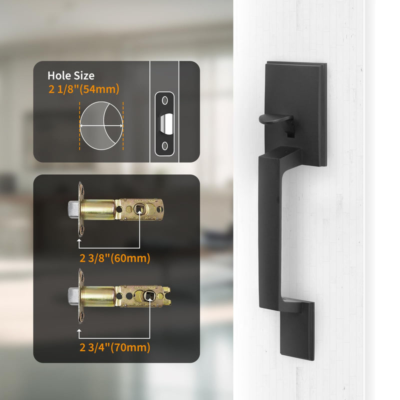 Aqara Front Door Handleset, Single Cylinder Exterior Door Entry Handle with Door Lever, Reversible for Right and Left Handed Sided Doors, Non-Locking, Ideal for Modern Doors Smart Locks