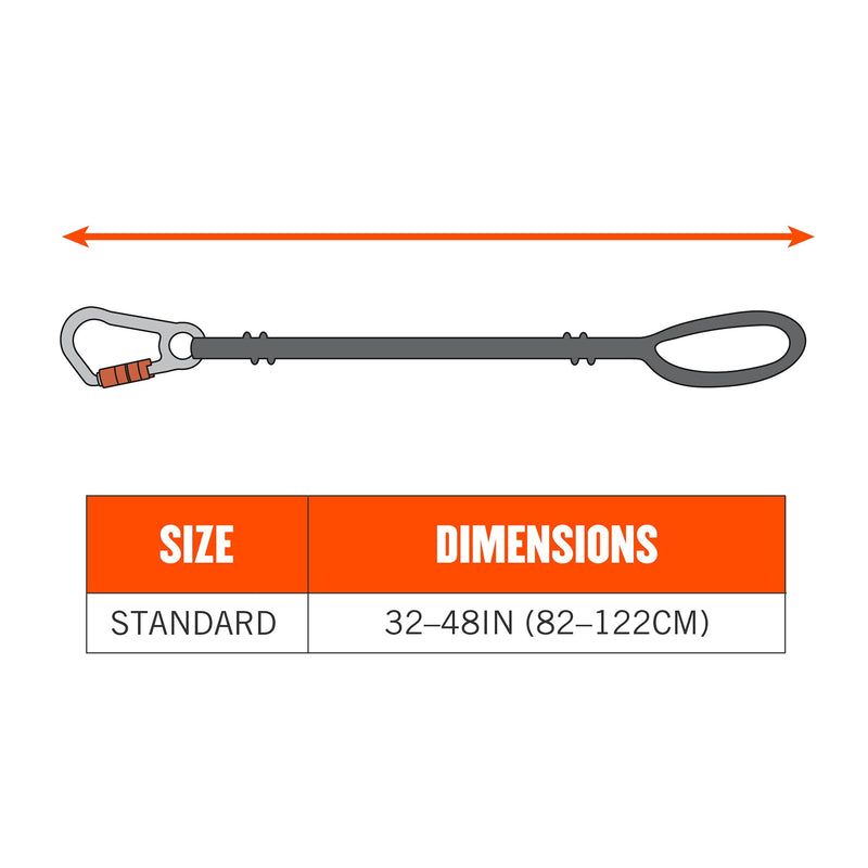 Ergodyne Squids 3105 Tool Lanyard with Aluminum Screw Lock Carabiner, Tool Weight Capacity 15lbs , Black Each - NewNest Australia