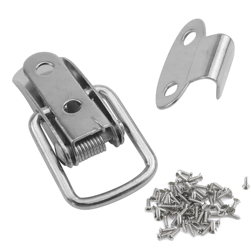 Antrader Spring Loaded Buckle Latch Stainless Steel Toggle Hasp Lock for Wooden Case Toolboxes with Screws Pack of 6 35mm Length, 6pcs No Lock Hole, Silver