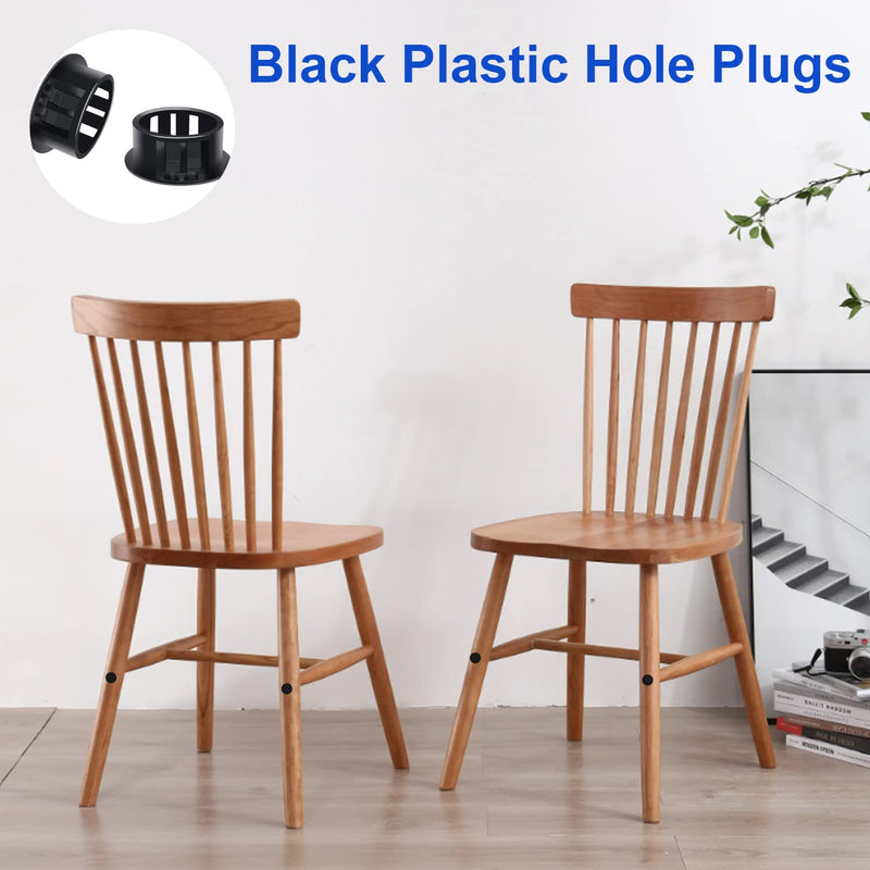 Tnisesm 135Pcs 8 Sizes Nylon Plastic Hole Plugs Black 1/4" 5/16" 3/8" 1/2" 5/8" 3/4" 7/8" 1" Round Drill Hole, Flush Type Panel Knockout Locking Plugs, Furniture Cabinet Insert End Caps 8 Size Black(1/4"-1"-135Pcs)