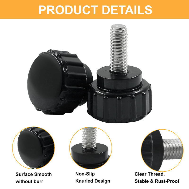 10Pcs M4 x 10 mm Thread Knurled Thumb Screws, Galvanized Iron M4 Knurled Thumbscrews,Screw On Type Clamping Knob Grip Black,Clamping Screws Grip Knobs M4x10,10Pcs