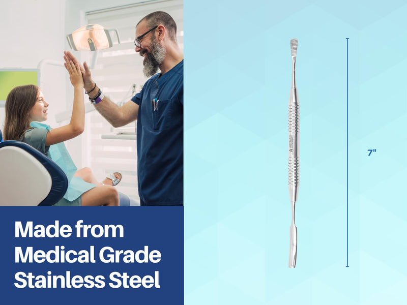 Miller Bone File #21 and #45, Double-Ended, Stainless Steel, Precision Dental and Surgical Instrument, Curved and Straight Ends, Professional-Grade Tool by Artman Instruments