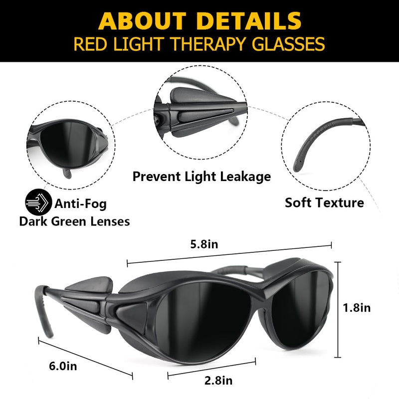 Red Light Therapy Glasses, Laser Safety Glasses IPL 200-2000nm, Eye Protection for Red Light Therapy. Red Light Therapy Glasses