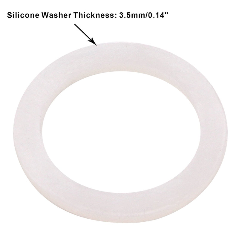 DERNORD Silicone Washer Gasket Sealing O Rings Inner Diameter: 38mm / 1.5" (Pack of 2) Inner Diameter: 38mm/1.5"