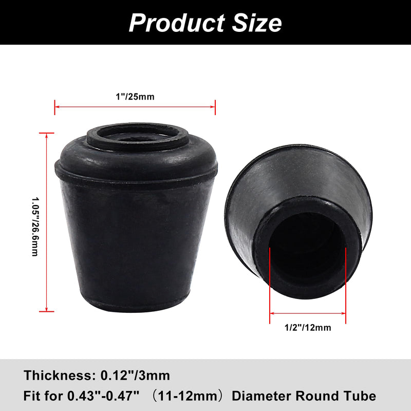 16pcs 1/2 Inch Round Chair Leg Tips Caps, Non-Slip Rubber Chair Leg Floor Protectors, Black Furniture Leg Caps Fit for 0.43"-0.47" (11mm-12mm) Diameter Round Feet 1/2 Inch-Black