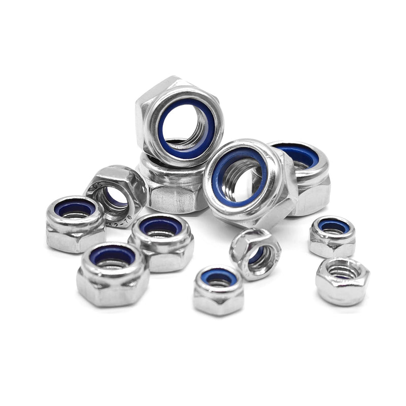 Quacc 20pcs M6 Nyloc Steel Nuts, Nylon Locknuts for Fastener, Nylon Inserted Hex Lock Nuts, Silver 304 Stainless Steel Self Locking Nuts for Bolts