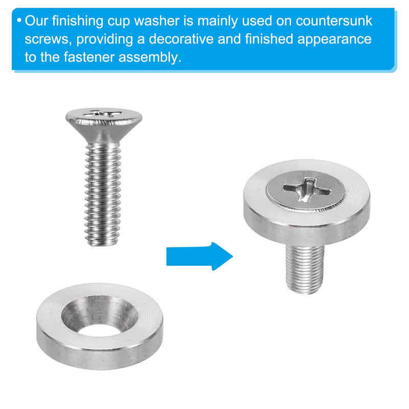 PATIKIL M3 Finish Countersunk Washer, 30pcs 10mm Dia. 2mm Tall Solid 304 Stainless Steel CNC Cup Washer Flat Screw Head Gasket for Constructions M3 x 10mm x 2mm 30