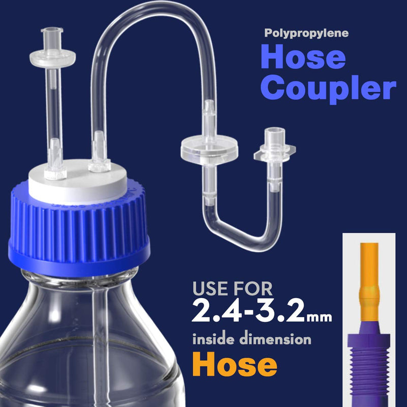Ks-Tek 1pcs Blue GL45 Safety Cap with Two Holes,3 hose coupler for 1/8"(2.4-3.2mm) I.D. tubing