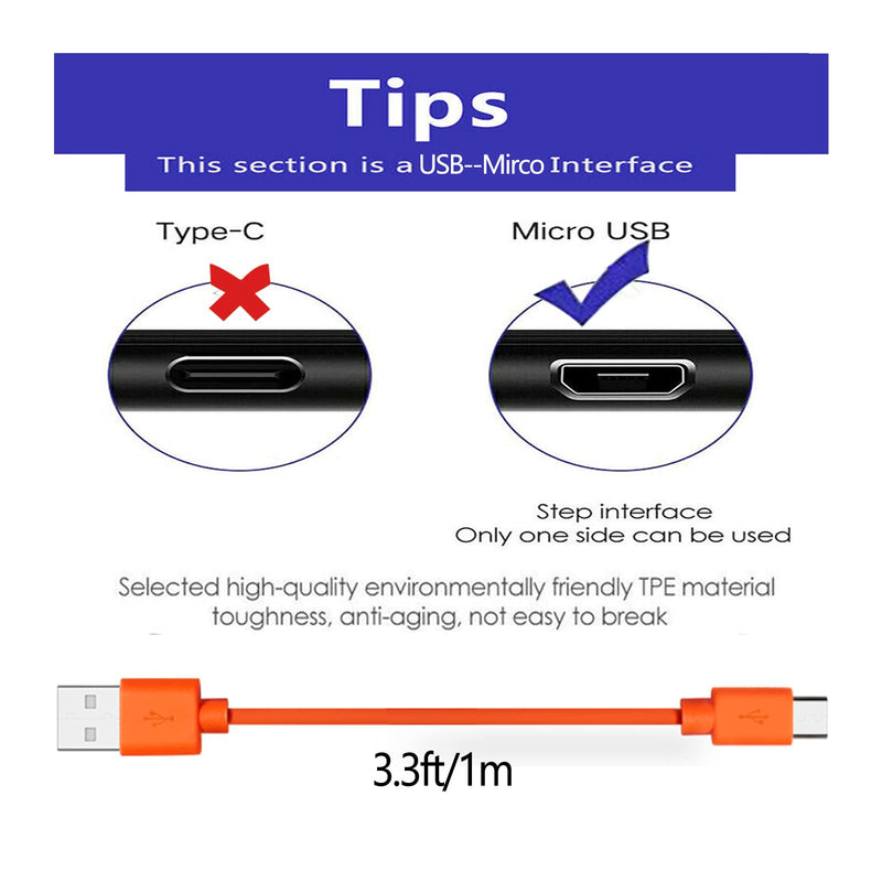 Replacement Fast Wall Charger Charging Cable Power Cord Wire Compatible for Ring Enabled Video Doorbell (2020 Release) 2/3/3 Plus/4, Doorbell Pro/Plus & Camera Doorbell Battery Charging Cable (Orange)