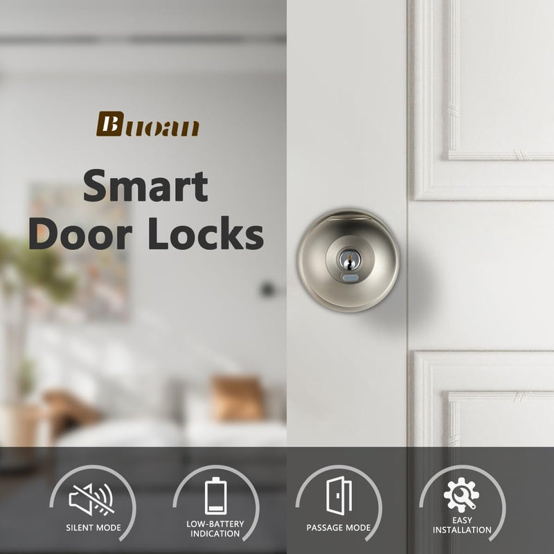 Fingerprint Door Lock, Smart Fingerprint Door Knob with Lock, Biometric Door Lock, Keyless Thumbprint Entry Door Lock for Bedrooms, Hotels, Apartments, Offices and Garages 1 Silver