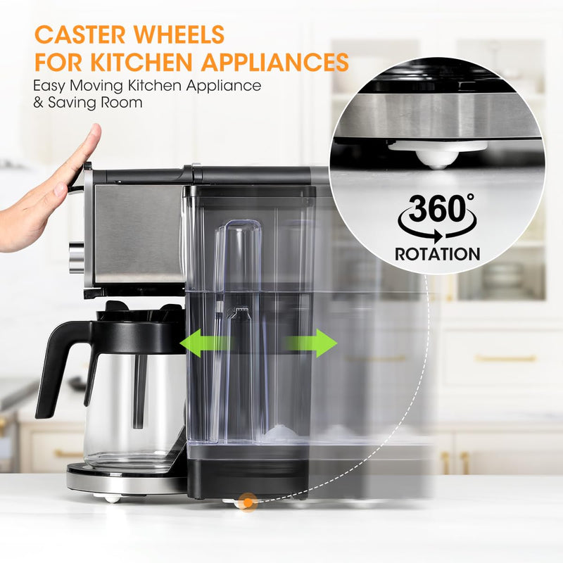 Aieve Appliance Sliders for Kitchen Appliances, 8 Pack Small Appliance Wheels, Self Adhesive Caster Wheels, Appliance Rollers, Mini Swivel Wheels for Countertop Easy Moving 1 Metal Ball Bearing