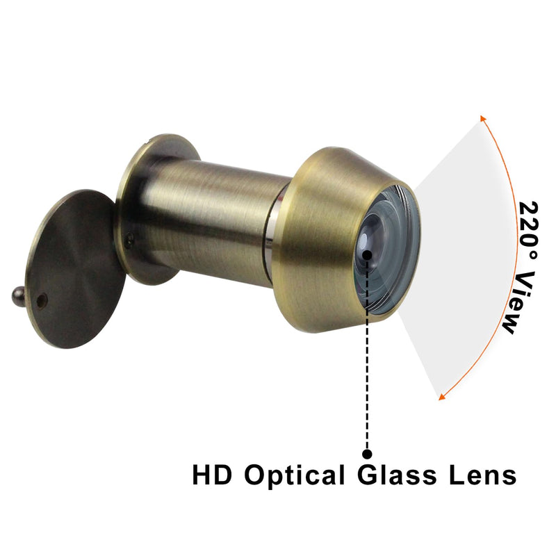 Earl Diamond - Peep Holes for Door, Solid Brass 220-Degree Door Viewer Peephole with Heavy Duty Rotating Privacy Cover for 1-3/8" to 2-23/64" Doors for Home Office Hotel, Hole 22 Antique Bronze