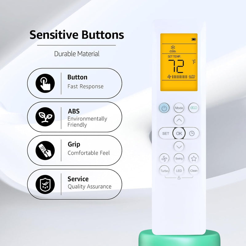 Replacement for Senville LETO Series Mini Split Air Conditioner Remote