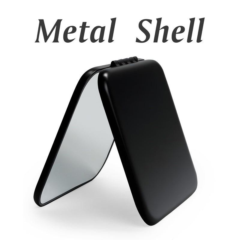 Compact Mirror, Pocket Travel Makeup Mirror for Purse, Metal Square Shell, 2-Sided 1X/2X Magnifying, Portable, Folding, Handheld, Black,12 Pack 12