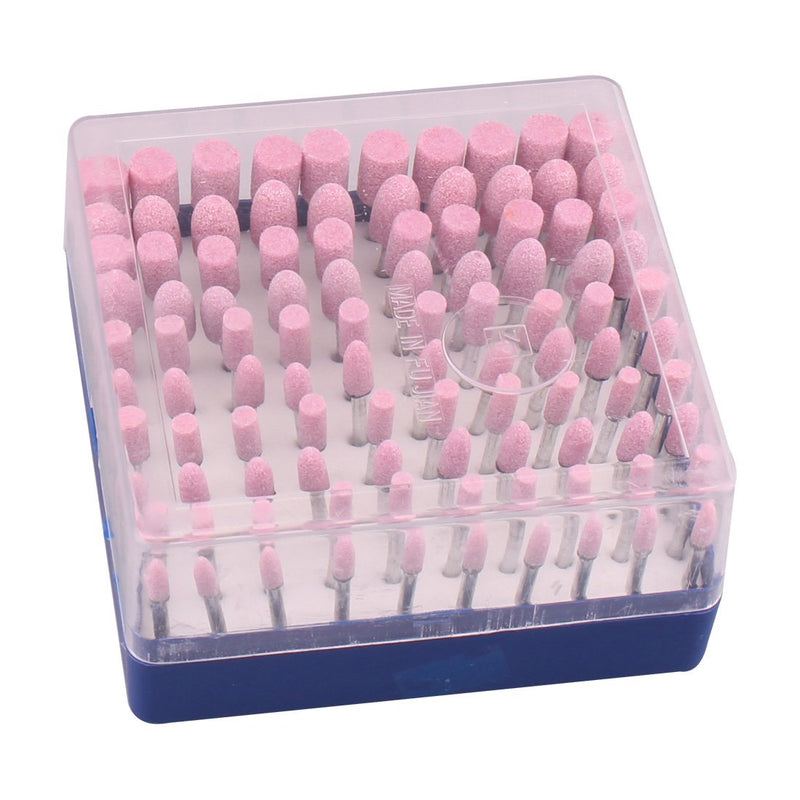 3mm / 1/8-inch Abrasive Mounted Stone Grinding Wheels Bits Set Cone Polishing Tool Pink 100 in 1 Set