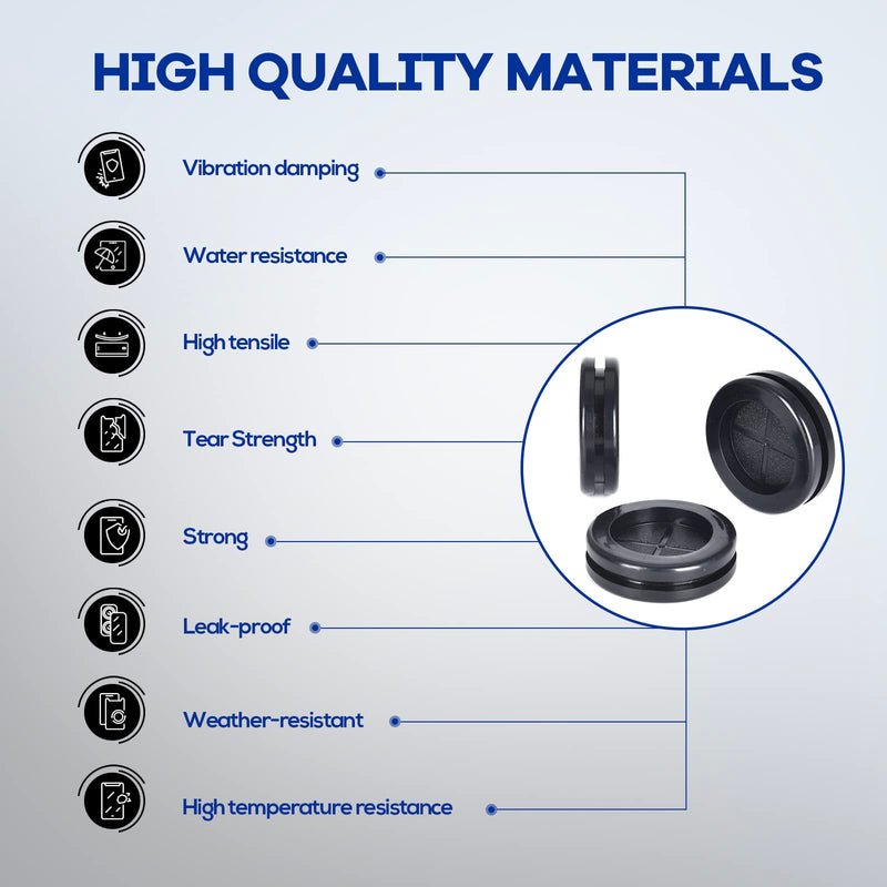 53 PCS 6 Size Rubber Grommets for Wiring, Double Sided Round Rubber Hole Plug, Firewall Grommet Rubber Hole Plugs, Drill Hole Sizes of 5/8" 7/8" 1" 1-1/8" 1-3/16" 1-3/8", Black 53PCS