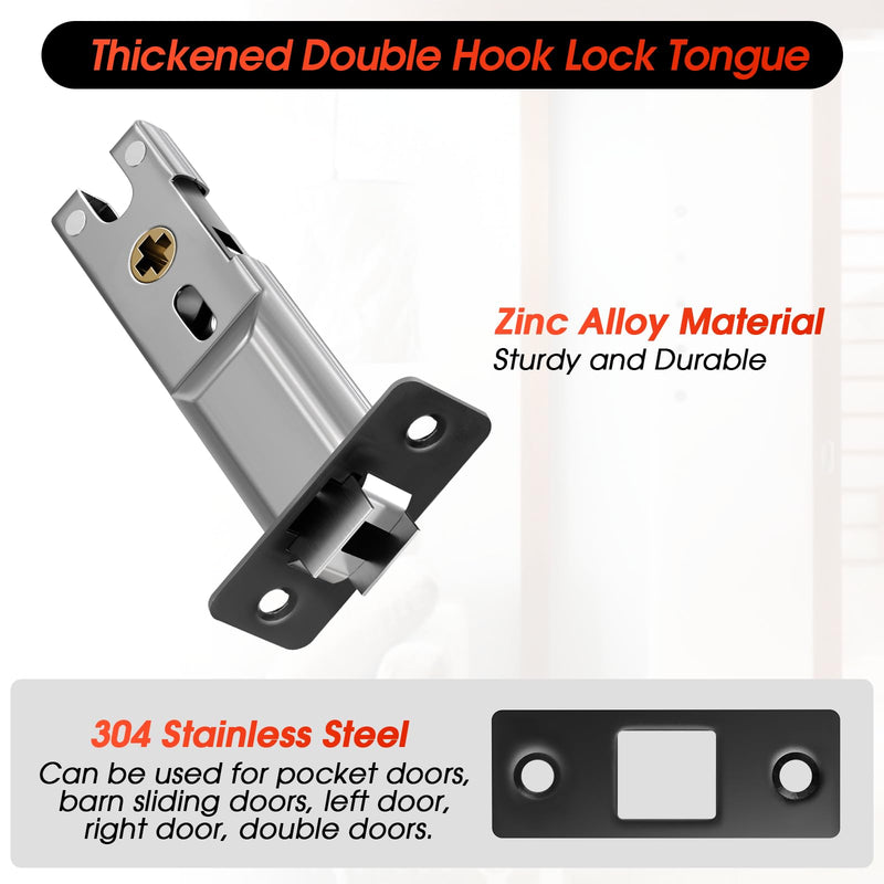 Matte Black Pocket Door Hardware with Indicator, Contemporary Privacy Round Pocket Door Lock, Heavy Duty Flush Pocket Door Hardware for Bathroom, 2-3/8" Backset, Matte Black Privacy with Indicator