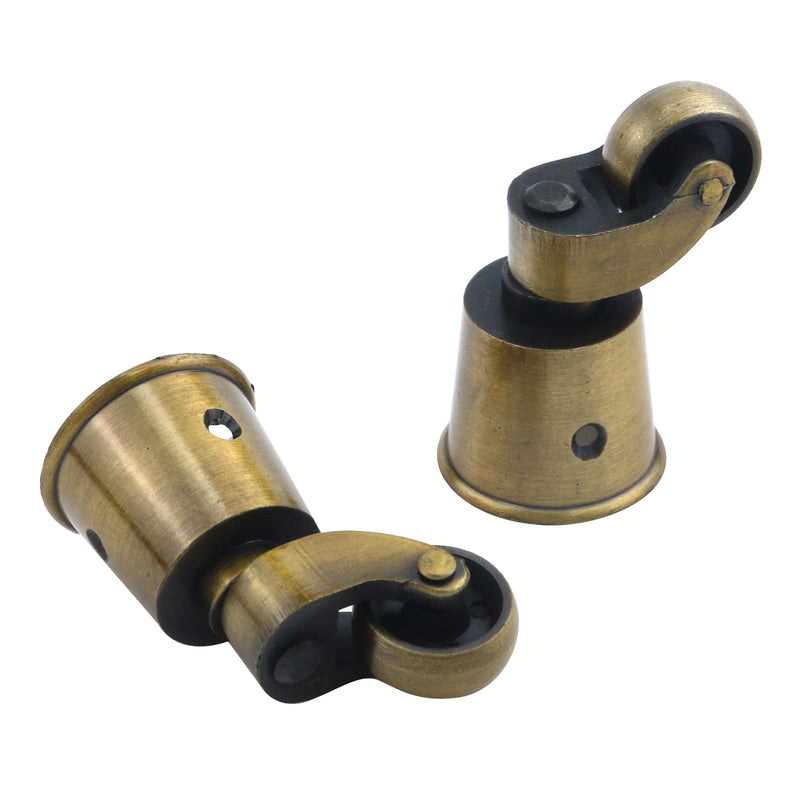 Semetall 4pcs Metal Swivel Round Cup Caster 2.52-Inch Height Swivel Wheel Caster for Furniture Chair Table,Bronze A-T0032