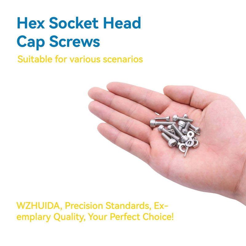 400 Pcs M3 Screw Assortment, Metric Hex Socket Head Cap Bolts, M3*6mm/8mm/10mm/12mm/16mm/20mm Screws and Nuts, Stainless Metric Bolts Nuts Washers Kit with 1 Hex Allen Wrench M3 400Pcs 6mm-20mm