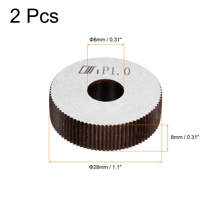 uxcell 2Pcs 28x8x8mm Knurling Wheel Kit 1.0mm Pitch Straight Wheel Linear Knurl