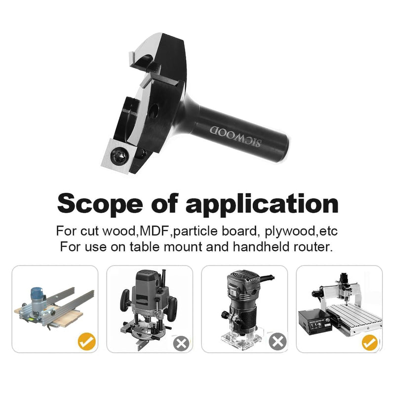 Slab Flattening Router Bits 1/2 Shank, 2-3/8”Cut Dia, 12*12*1.5mm Insert, CNC Spoilboard Surfacing Router Bits, Planing Router Bits, for Flycutter/ Slab Leveler/ Rabbeting 2-3/8" Dia,1/2 Shank, 3-Wing Surfacing Bit 1/2 Shank