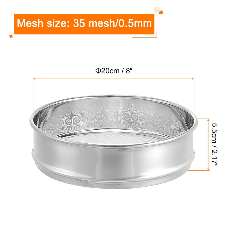 PATIKIL 35 Mesh Lab Sieve, 8" Diameter Test Sieve 304 Stainless Steel Wire Cloth (0.5mm) for Industrial Laboratory 35 mesh(0.5mm)