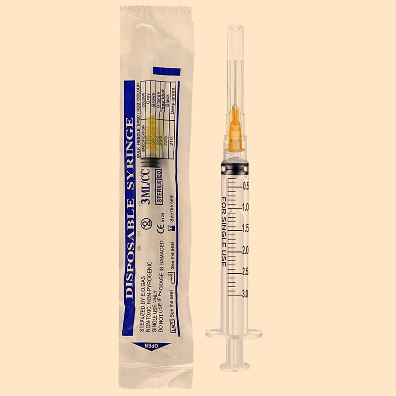 3ml Syringes with Needle - 25G,1.0 inch Needle Luer Lock Syringe,Sterile Individually Wrapped (3ml-25G-30pack) 3ml 30.0