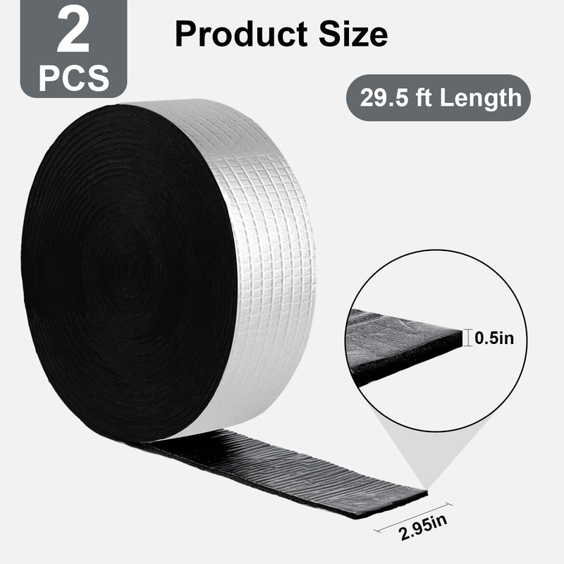 2 Pieces Pipe Insulation Tape 2.95" Wide X 29.5Ft Aluminum Foil Pipe Insulation Wrap Winter Indoor and Outdoor Self-Adhesive Pipe Wrap Water Pipe for Frost Protection and Insulation