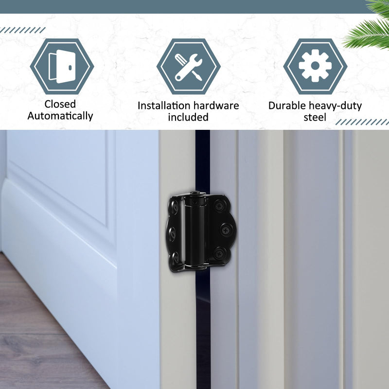 Zonon 4 Pack Self Closing Screen Door Hinge 2 3/4" Adjustable Heavy Duty Steel Spring Loaded Hinges Closer for Screen Cabinet Garage Storm Left and Right Door(Black) Black