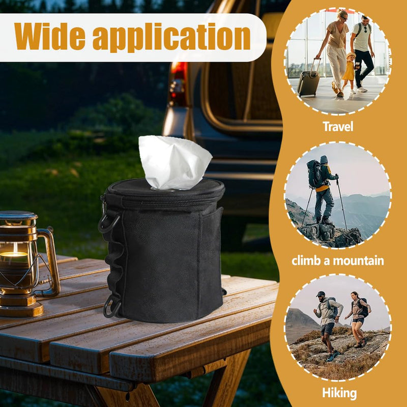 Tactical Toilet Paper Holder, Portable Toilet Roll Case with Handle & Side Webbing Dual-Access Roll Paper Storage Bag for Camping Hiking Picnics Armygreen