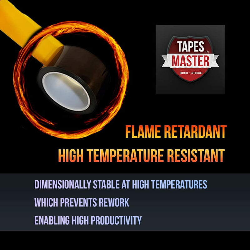Tapes Master - 1/2" x 36 Yds 1 Mil Polyimide High Temperature Heat Resistant Heat Transfer Thermal Electrical Insulation Tape 1 Roll - 1/2"