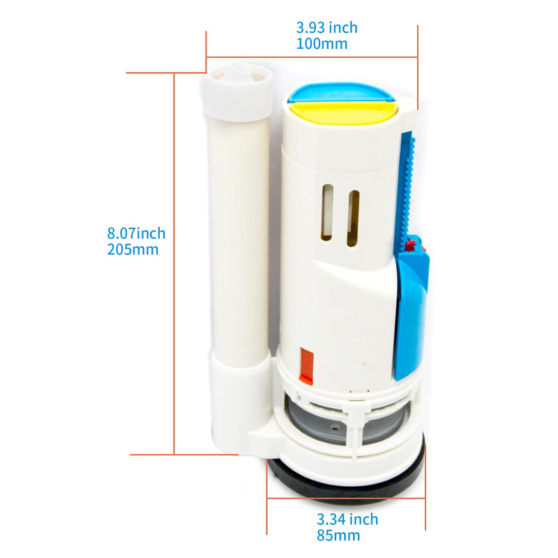 Toilet Flush Valve Replacement Kits with 1.49-Inch(38mm) Toilet Tank Button, Fits ToTo THU338N, Universal One-Piece Dual Flush WC Repair Parts, 2 Inches (8 Inches Height) 2-inches One Piece Toilet Flush Valve&38mm Button