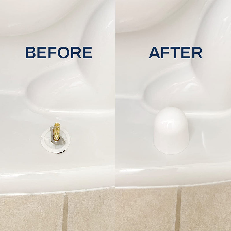 Stinky John's Tall Toilet Bolt Caps - Universal Fit with a Round Top - White Caps (2) 2