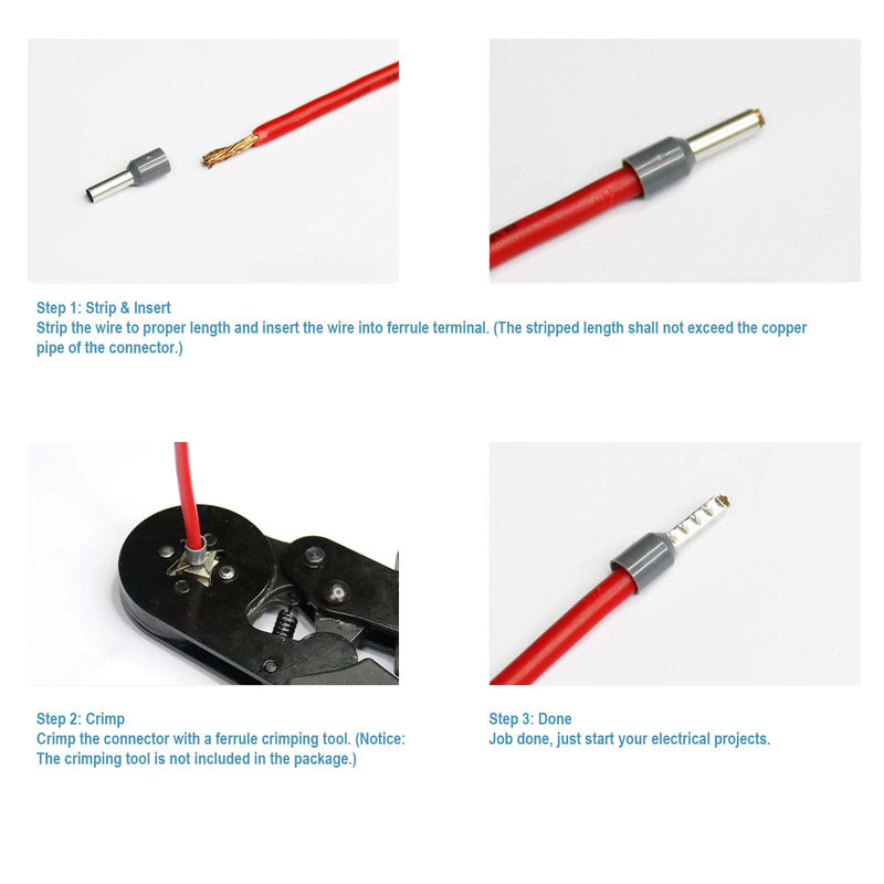 Fidioto AWG22 Wire Ferrules Terminals, 1000pcs AWG22 Terminal Connector Wire Insulated Cord Pin Ends Terminals for Electric, Industrial, Chemical Industry, Power Control System, etc. 22AWG White