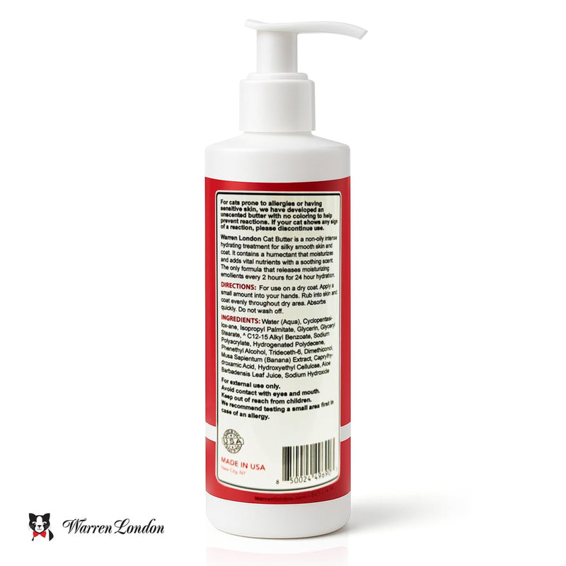 Warren London Cat Hydrating Butter | Unscented Leave-in Conditioner Lotion for Soft, Shiny Fur | Deep Moisture & Detangling for All Breeds