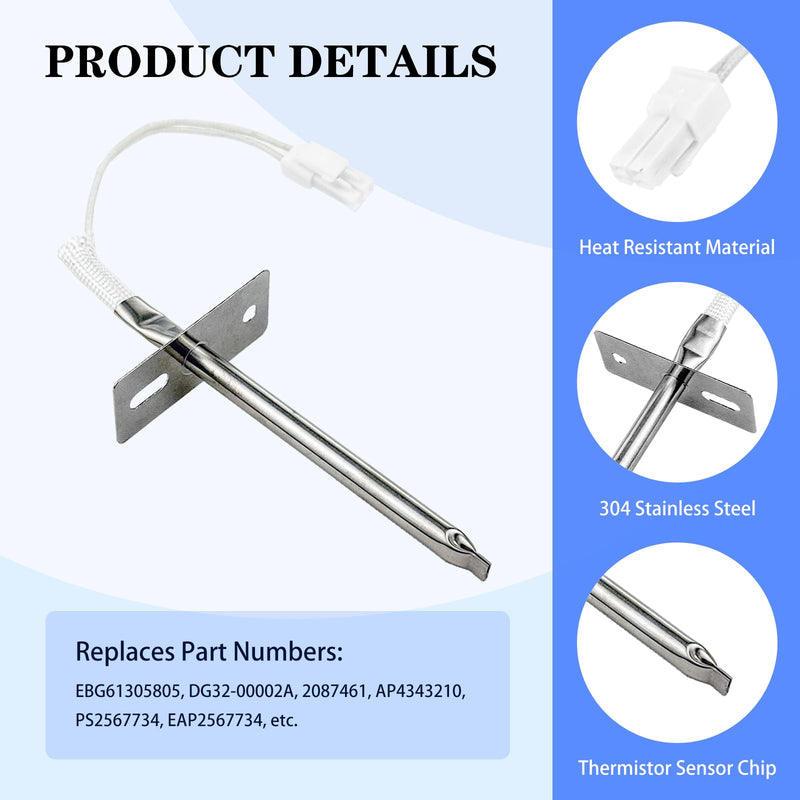 DG32-00002B EBG61305805 Range Oven Temperature Sensor Probe Range Thermistor Compatible with LG Samsung Temperature Sensor Oven Parts Replace DG32-00002A 6322B62214A PS4240743 PS11732697 AP4343210