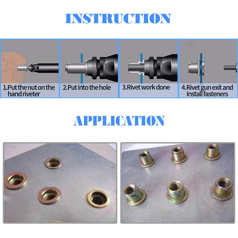 Glarks 100Pcs 5/16"-18UNC Zinc Plated Carbon Steel Rivet Nut Flat Head Rivnut Threaded Insert Nuts Set (5/16"-18UNC)