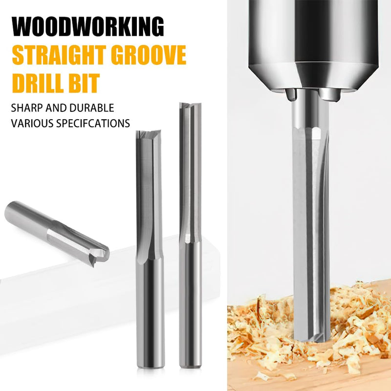 CNC Straight Router Bit 1/8 Inch Shank 1/16 Cutting Dia Router Bit Straight Flute Carbide End Mill Cutter 2-Flute Carbide CNC bit for Woodworking 10 Pack
