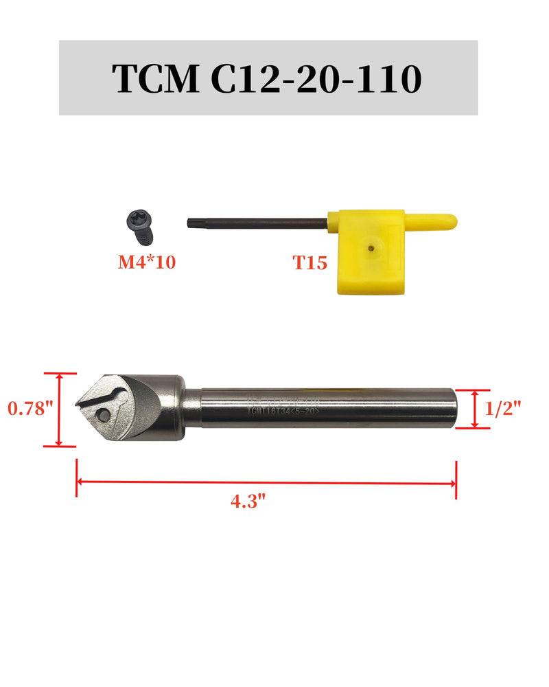 1/2inch Shank Chamfering Tool Bit Turning Tool Holder Boring Bar with 10pcs TCMT32.51 Replacement Carbide Turning Inserts for Steel