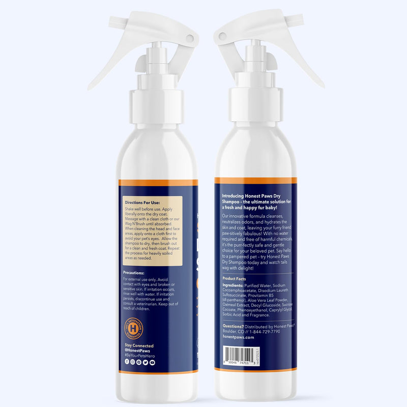 Honest Paws Dog Shampoo Conditioner - Grooming Bundle with Dry Shampoo - Cleanse, Moisturize, Deodorize, Condition, Detangle - Coconut & Mango - PawsPlanet Australia