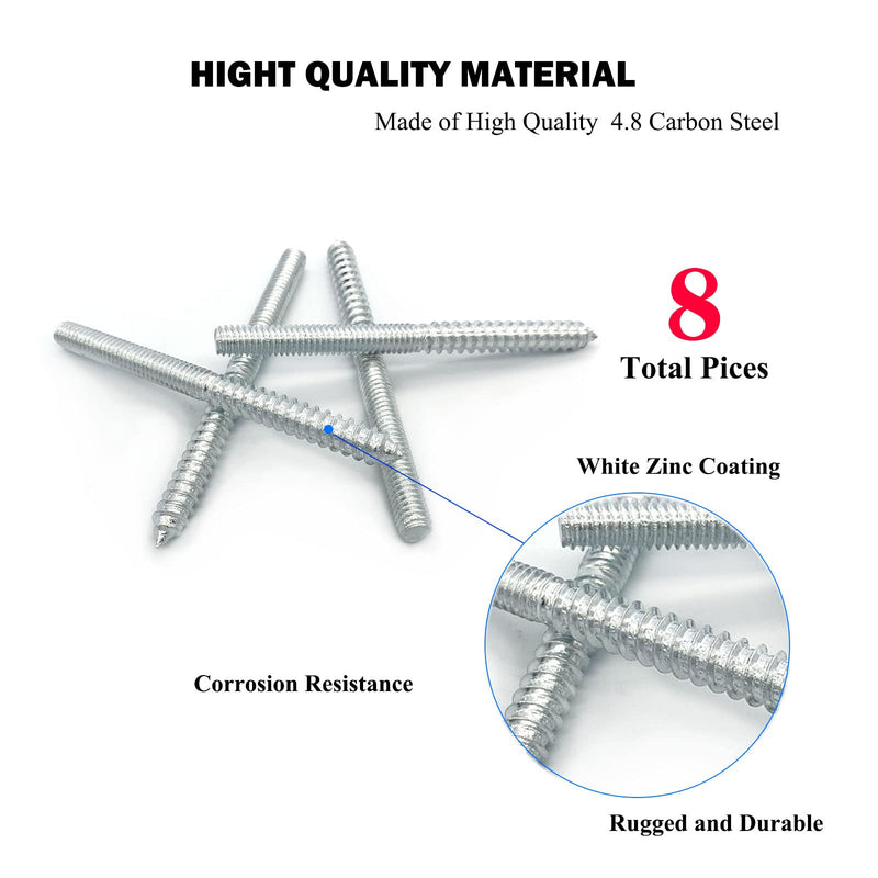8 Pack 5/16-18 x 4 Inch Hanger Bolts 5/16-18" Silvery Double Headed Bolts 5/16 Wood Dowel Screw Self-Tapping Screw Hanger Bolts for Furniture Screws Double Screw Threaded Rods Bolt 100mm length Silver 5/16-18"x4"-8PCS
