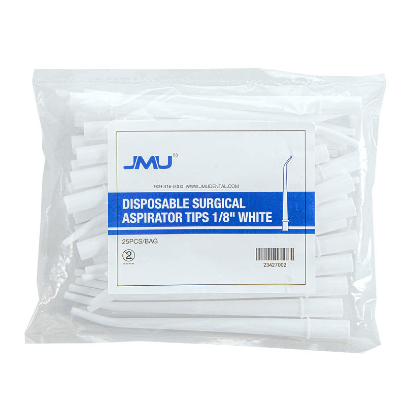 JMU 100Pcs Dental Surgical Aspirator Tips 1/8" Inch, Disposable Suction Tips White, 4 Bags of 25 White-1/8" 100