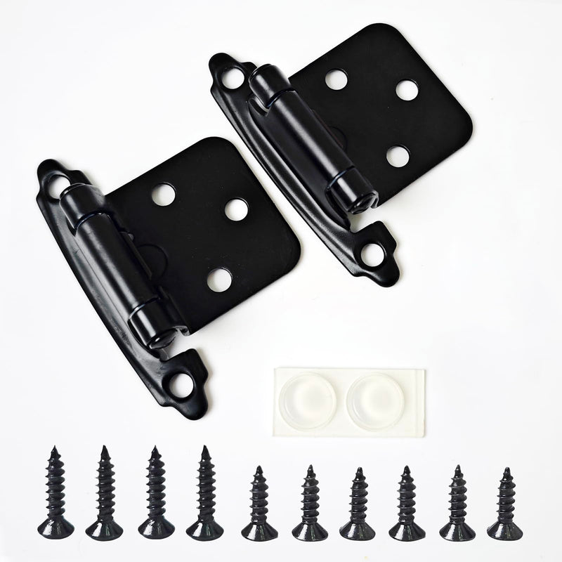 Naner 50 Pack 25 Pairs 1/2" Overlay Cabinet Door Hinges Kitchen, Semi-Concealed Hinges Face Mount Self-Closing Kitchen Cabinet Hinges with Bumpers Functional Hardware for Kitchen & Cupboard Doors