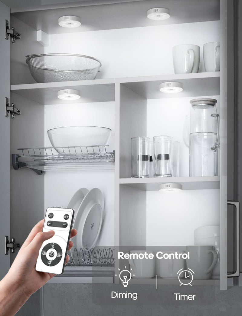 Led Under Cabinet Lights, Motion Sensor Rechargeable Light, 1000mAh Puck Lights with IR Remote, Under Counter Lights for Kitchen,cabinets,Closet,Stairs Indoor (6 Pack) Cold White 6 PACK