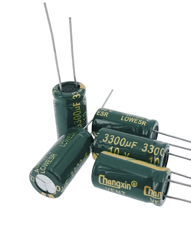 10pcs 10V 3300UF Capacitor 10X20mm(0.39x0.79in) High Frequency Aluminum Electrolytic Capacitors 10pcs 10V 3300UF
