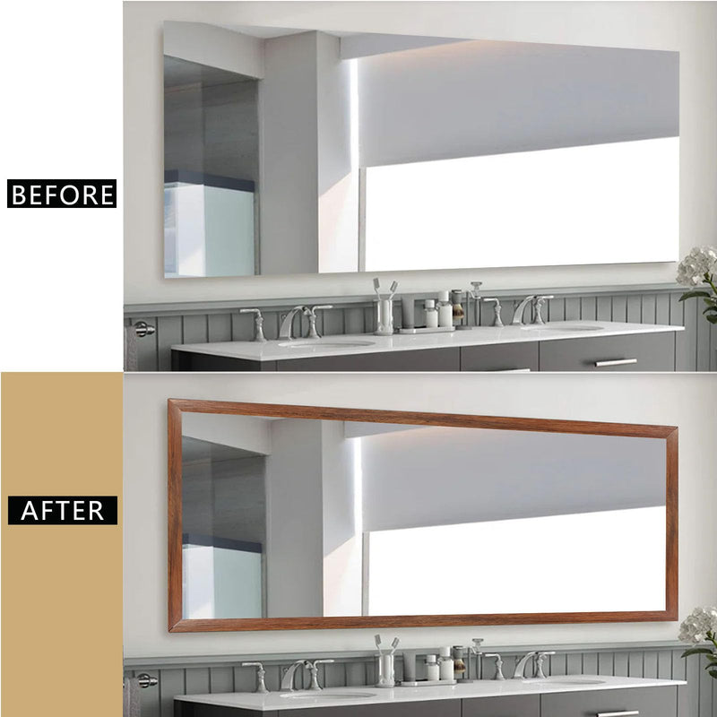 32.8Ft Black Border Peel &Stick Wood Grain Wallpaper Border Removable Waterproof Bathroom Mirror Frame Sticker (Red) Red